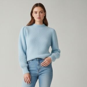 Vintage Mohair Style Baby Blue Pearl Sweater Size Small
